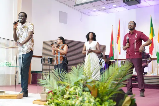 The worship team leading the congregation during the service